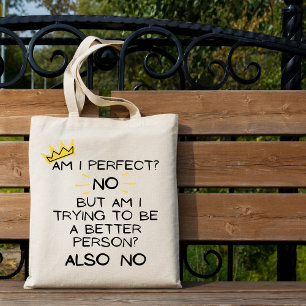Är jag Perfekt, nej! Funny Livsmedel Tote Bag Tygkasse