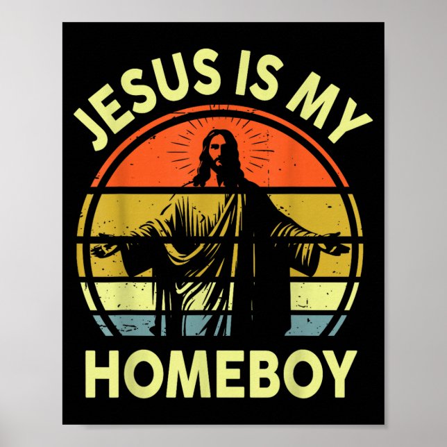 Är Jesus Hemmapappa Retro Kristen Religiös Poster (Framsidan)