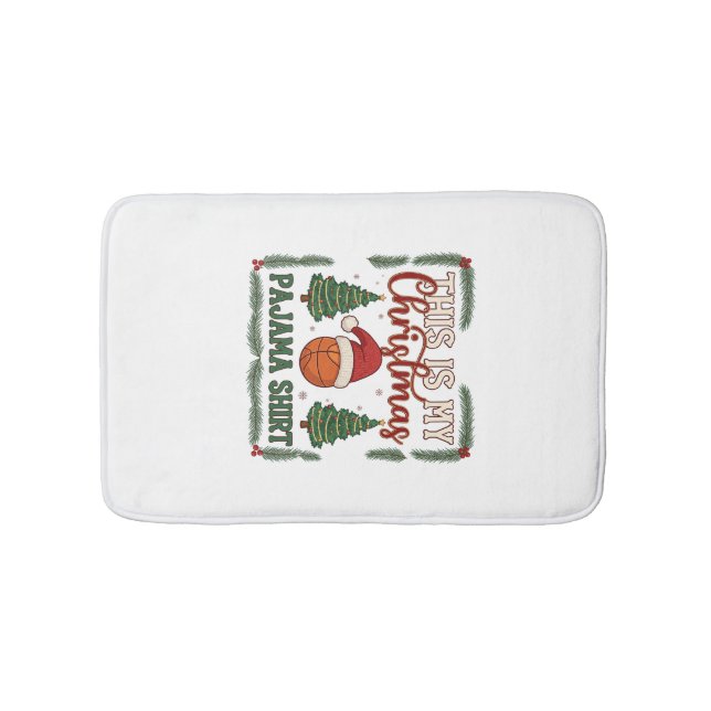 Är jul pyjamas basketboll Santa hatt träd Badrumsmatta (Framsidan)