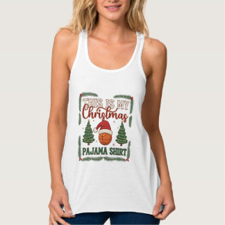 Är jul pyjamas basketboll Santa hatt träd Linne Med Racerback