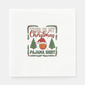 Är jul pyjamas basketboll Santa hatt träd Pappersservett