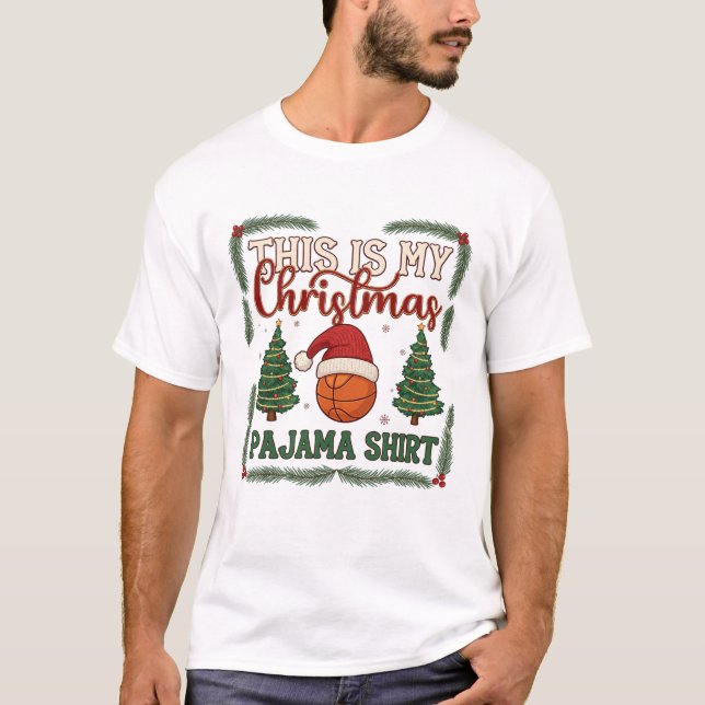 Är jul Tröja Basketboll Julhatt Träd (Framsida)
