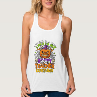 Är lärare kostym Halloween pumpa häxa ha Linne Med Racerback