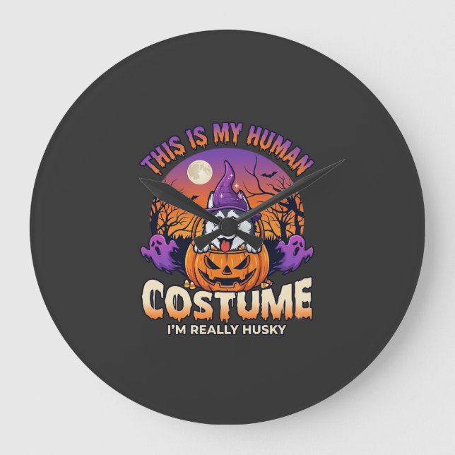 Är Mänsklig Kostym Husky Pumpkin Halloween Spöken_ Stor Klocka (Framsida)