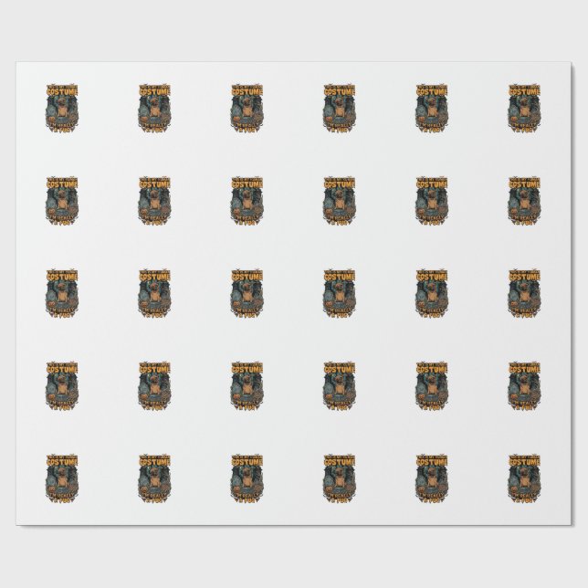 Är Mänsklig Kostym Mops Halloween Pumpa Gravsten_1 Presentpapper (Platt)