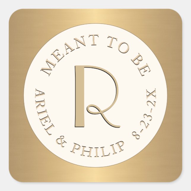 Är Meant to Be Mini Monogram Etikett med Bröllopsd (Framsida)