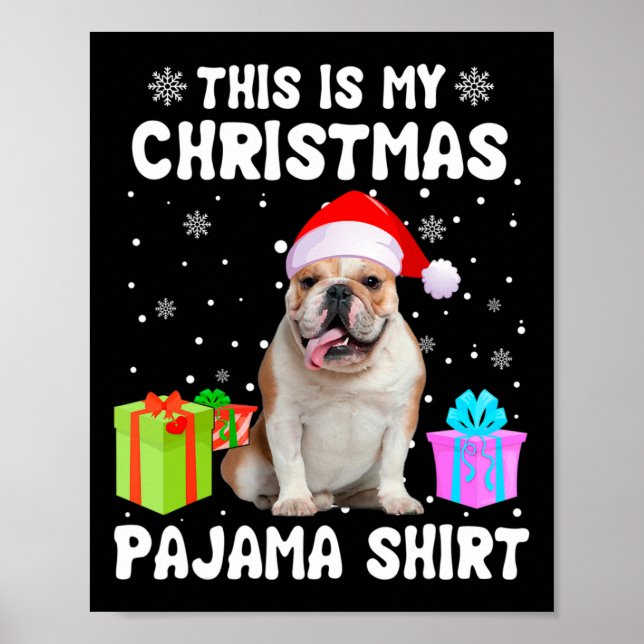 Är min engelska julbulldog Hund Pajama Puppy L Poster (Framsidan)