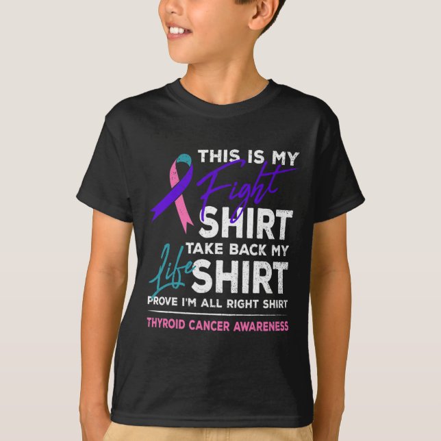 Är min "Fight Thyroid Cancer Awareness Ribbon Gift T Shirt (Framsida)