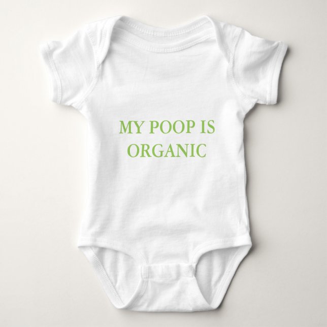 "ÄR MIN POOP DEN ORGANISKA" BABYKOSTYMEN T SHIRT (Framsida)