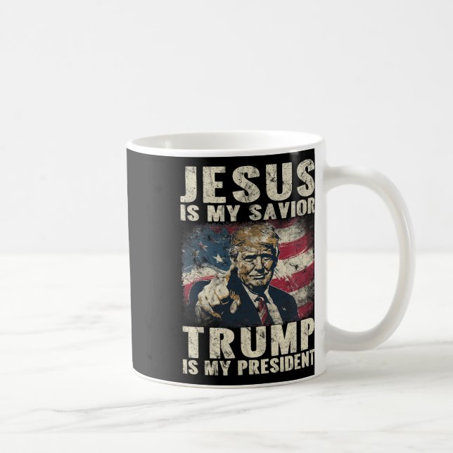 Är min Savior Trump min president 2024 American F Kaffemugg (Höger)