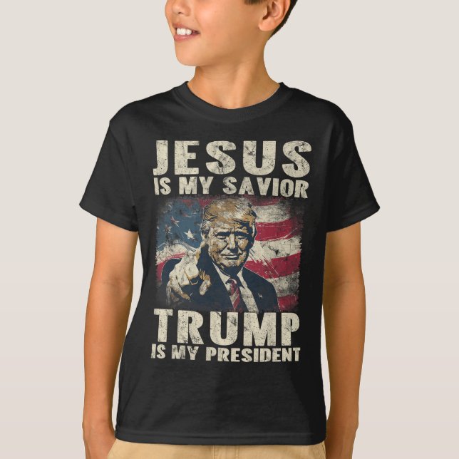 Är min Savior Trump min president 2024 American F T Shirt (Framsida)