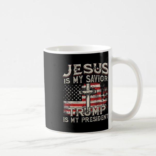 Är min Savior-trump min president amerikanska Flag Kaffemugg (Höger)