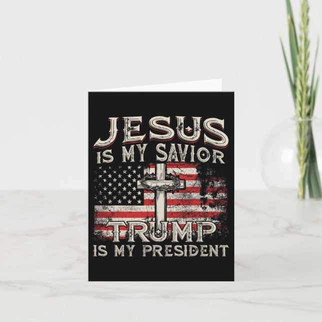 Är min Savior-trump min president amerikanska Flag Kort (Framsida)