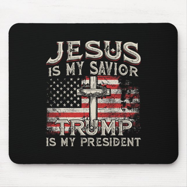 Är min Savior-trump min president amerikanska Flag Musmatta (Framsidan)