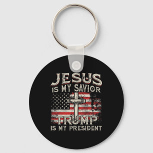 Är min Savior-trump min president amerikanska Flag Nyckelring