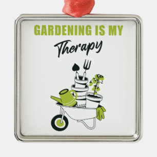 är min terapi Funny Cute Gardener Plant Julgransprydnad Metall