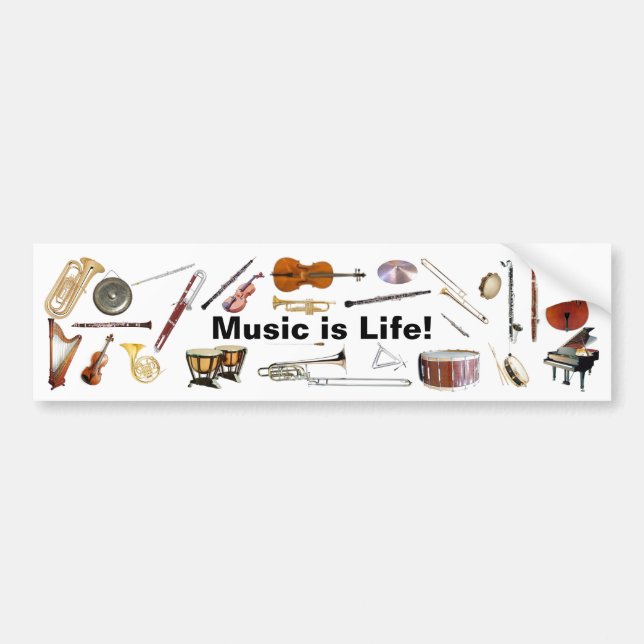 "Är musik liv" instrumenterar bildekalet Bildekal (Framsidan)