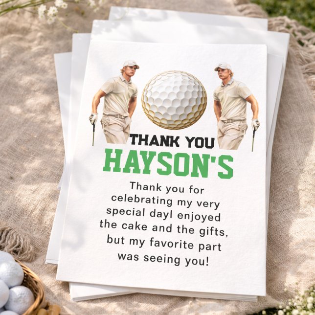 År ner, golf på! 1-årsdag  tack kort (Year Down, Golf On! 1st Birthday Thank You Card)