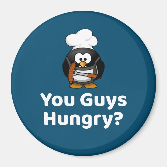 Är ni Hungriga? Funny Grilling Party Penguin Magnet (Framsidan)