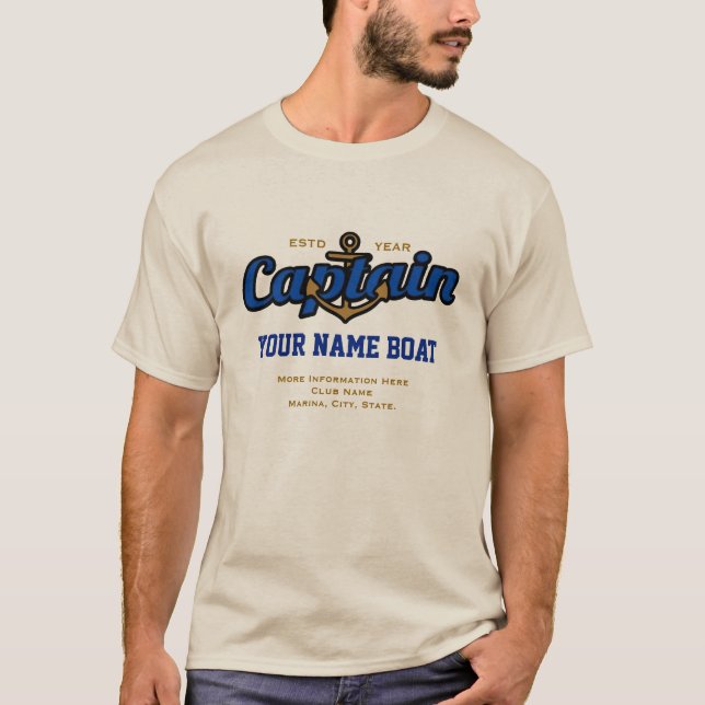 År och mer för fartyg för personligkaptennamn t shirt (Framsida)