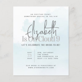 Är på molnet Nine Modern Inbjudningskort för möhip Flygblad