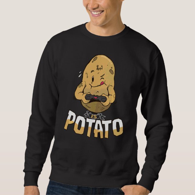 Är Potato Potato Gamer enligt vad som visas på den Lång Ärmad Tröja (Framsida)