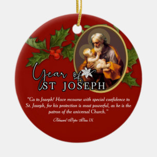 År St. Joseph-kateolens Religiösa Prayer Julgransprydnad Keramik