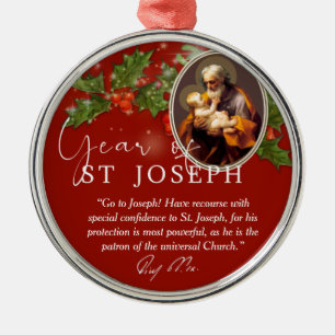 År St. Joseph-katolska påven Namnteckning Julgransprydnad Metall