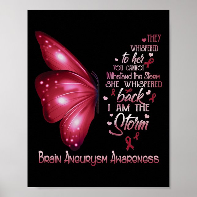 Är Storm Brain Aneurysm Awareness Butterfly Poster (Framsidan)