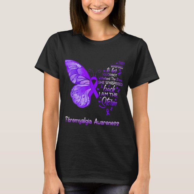 Är Storm Fibromyalgia Awareness Butterfly 1 T Shirt (Framsida)