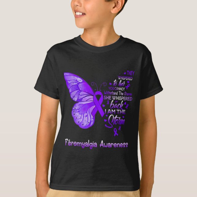Är Storm Fibromyalgia Awareness Butterfly 1 T Shirt (Framsida)