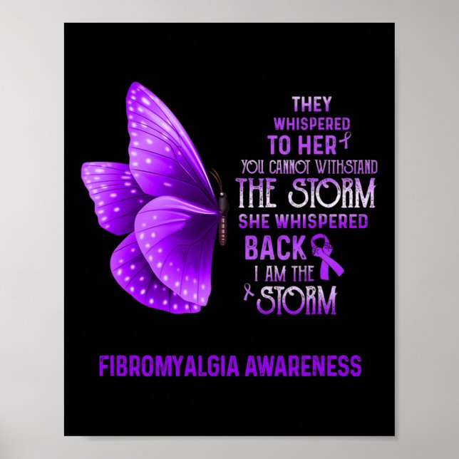 Är Storm Fibromyalgia Awareness Butterfly Poster (Framsidan)