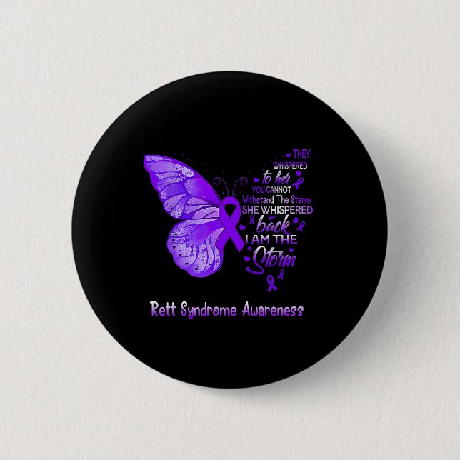 Är Storm Rett Syndrome Awareness Butterfly Knapp (Framsida)