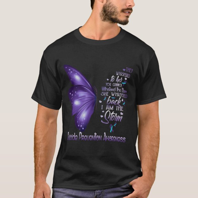 Är Storm Suicide Prevention Awareness Butterfl T Shirt (Framsida)