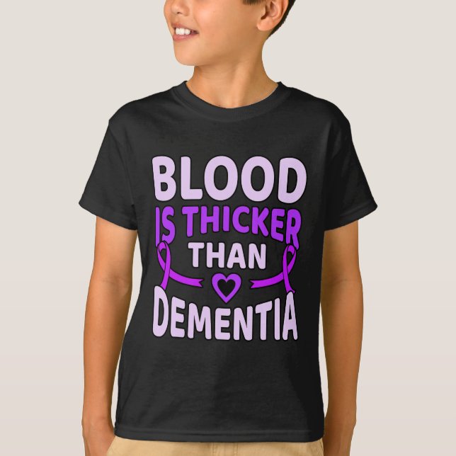 Är Thicker än Dementia Alzheimers sjukdom Awarene T Shirt (Framsida)