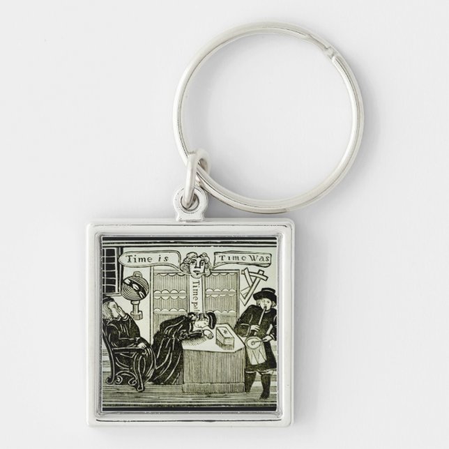 "Är Time, Time var", kopierar av en illustration Fyrkantig Silverfärgad Nyckelring (Framsidan)