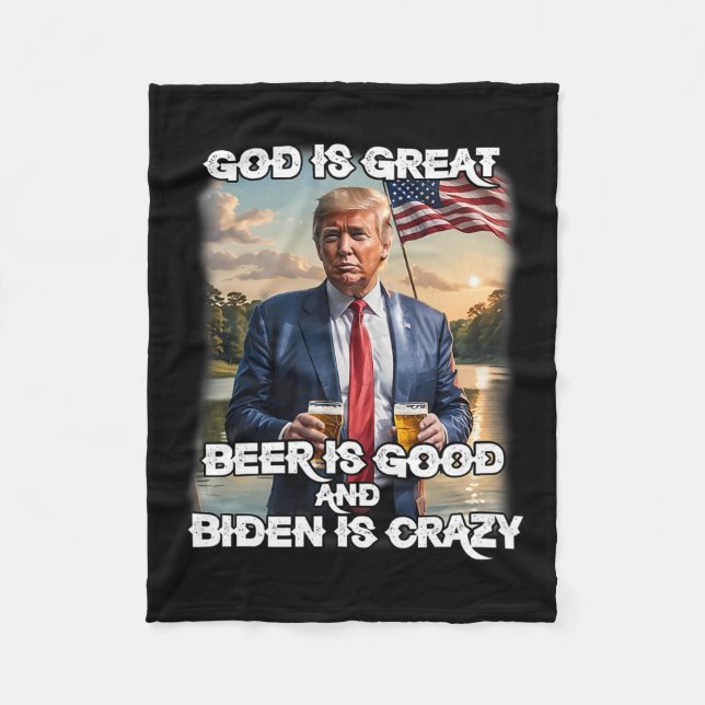 Är Underbart öl Bra och Biden är galet roligt Tru Fleecefilt (Framsidan)