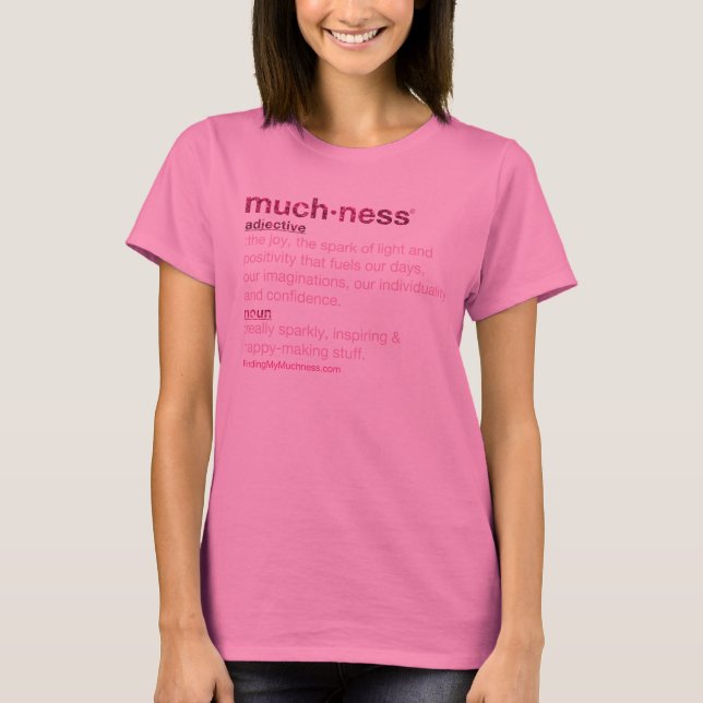 Är vad Muchness? Rosaglitterutslagsplats Tee Shirt (Framsida)