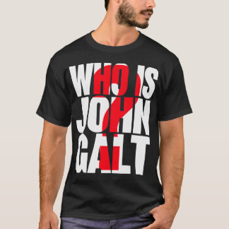 Är vem John Galt? med rött ifrågasätta markerar Tee Shirt