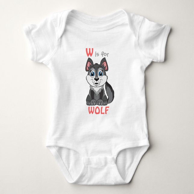"Är W för den VARG" barnskjortan Tee Shirt (Framsida)