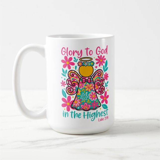Ära åt Gud i Högsta jul kristen Kaffemugg (Vänster)