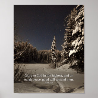 Ära åt Gud i höjden Lukas 2:14 Jul Scen Poster