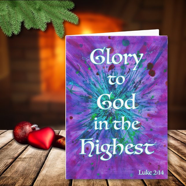 Ära åt Gud jul bibelcitat religiös Kort (Glory to god bible quote modern abstract art Christmas holiday folded card)