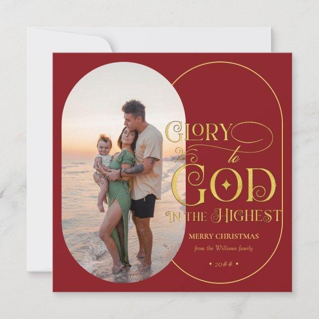 Ära åt Gud Religiös 2 Foto manus Kristet Julkort (Framsida)
