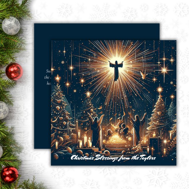 Ära åt Gud Religiös Jesus Kristen Jul Julkort (Glory to God Religious Jesus Christian Christmas Holiday Card)