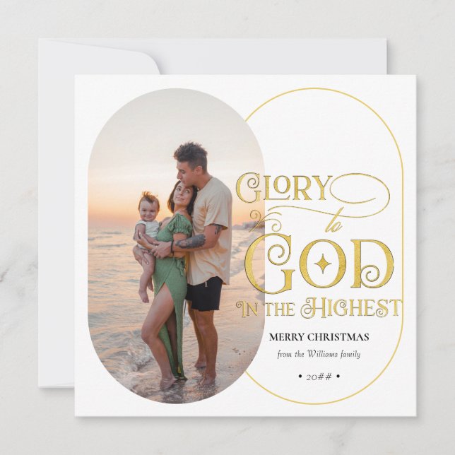 Ära åt Gud Religiös Kristna 2 Foto manus Julkort (Framsida)