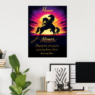 Ära förenar tre hästar vid skymning poster