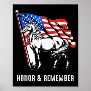 Ära ihågkomma Patriotisk Häst Amerikansk Flagga Poster