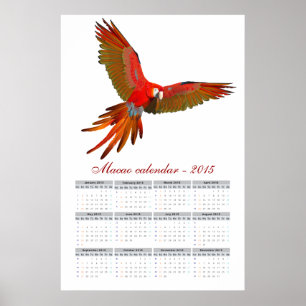 Ara macao-papegojkalender 2015 poster