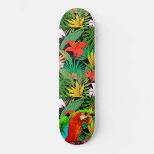 Ara & mångfärgade blommor mini skateboard bräda 18,5 cm